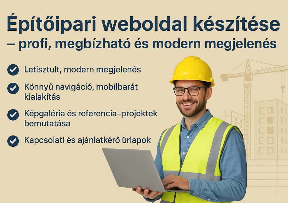 Építőipari weboldal készítése – profi, megbízható és modern megjelenés